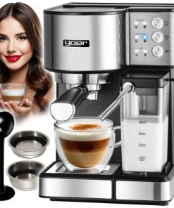 Ekspres do kawy Ciśnieniowy Automatyczny Yoer 20bar 1350W +Spieniacz Mleka