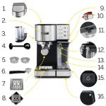 Ekspres do kawy Ciśnieniowy Automatyczny Yoer 20bar 1350W +Spieniacz Mleka - obrazek 3