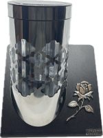 Duży Znicz Solarny srebrny róża