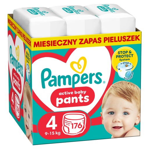 Pampers-Active-Baby-Pants-Pieluchomajtki-Rozmiar-4-176-szt-Miesieczny-zapas Pampers Active Baby Pants Pieluchomajtki Rozmiar 4 176 szt Miesięczny zapas - obrazek 1