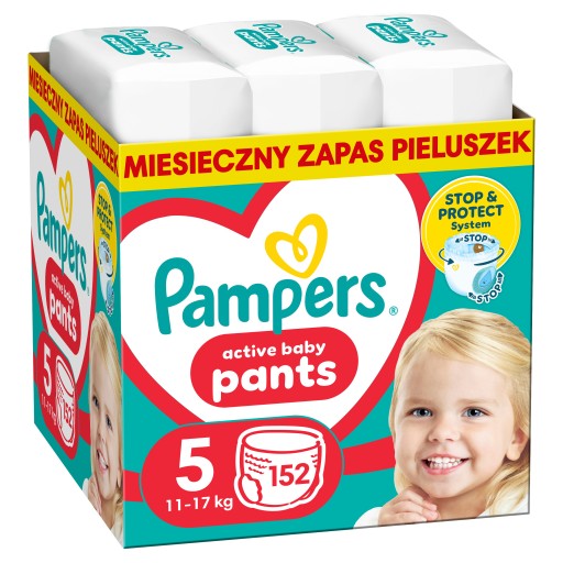 Pampers-Active-Baby-Pants-Rozmiar-5-152-szt-Pieluchomajtki-Miesieczny-zapas Pampers Active Baby Pants Rozmiar 5 152 szt Pieluchomajtki Miesięczny zapas - obrazek 1