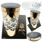 SOLARNY ZNICZ LED NAGROBNY ZŁOTY WYTRZYMAŁY WIECZNA LAMPKA PARIS 23CM