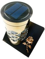 SOLARNY ZNICZ LED NAGROBNY ZŁOTY WYTRZYMAŁY WIECZNA LAMPKA PARIS 23CM - obrazek 6