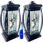 ZESTAW 2x ZNICZ SZKLANY 27CM RÓŻA ZNICZE NA CMENTARZ + GRATIS ZAPALARKA