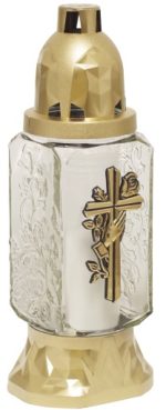 ZNICZE NA GRÓB SZKLANE PARAFINOWE RÓŻNE WZORY 25cm Z WKŁADEM 28h - obrazek 2