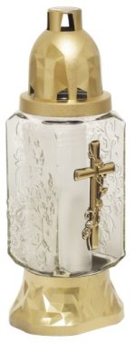 ZNICZE NA GRÓB SZKLANE PARAFINOWE RÓŻNE WZORY 25cm Z WKŁADEM 28h - obrazek 4