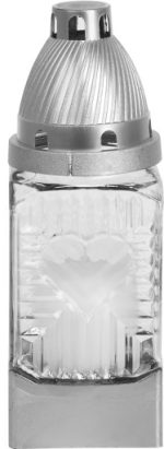 Znicz szklany na grób 12 szt DUŻY biały lampion 20cm z WKŁADEM palenia grób - obrazek 2